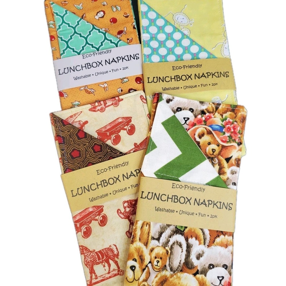 Cotton Novelty Fabric Napkins Vintage Retro‎ Toys, 4 X 2ct Reusable Hand Towels